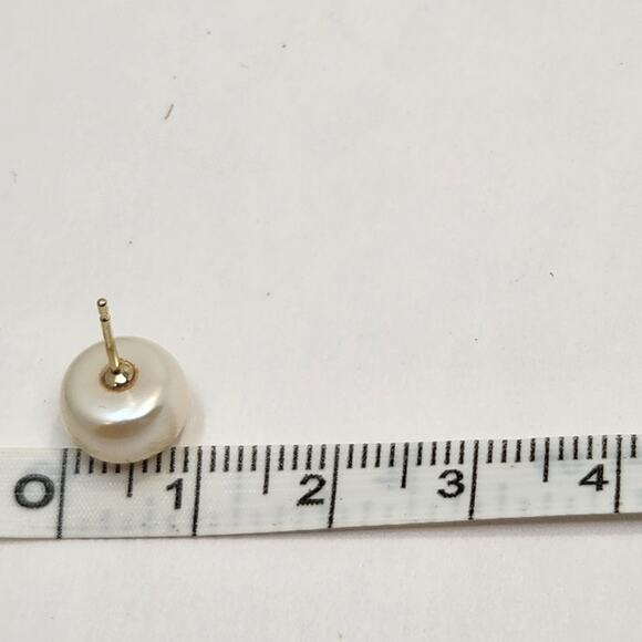 Cultured Freshwater Cream Pearl 14k Yellow Gold Stud Earrings Signed Classic - Picture 8 of 8